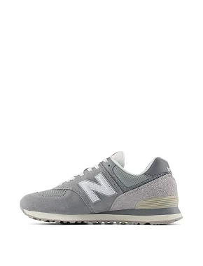 Мужские кроссовки New Balance 574 кожаные серые - фото 1 - Miraton