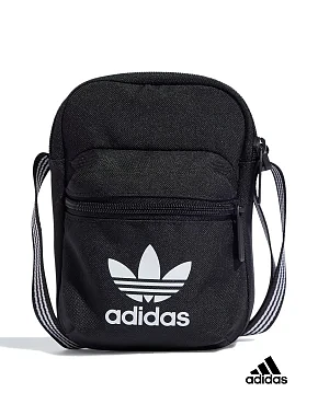 Чоловіча сумка месенджер Adidas тканинна чорна з логотипом - фото 1 - Miraton