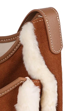 Жіноча сумка хобо MIRATON замшева коричнева - фото 6 - Miraton