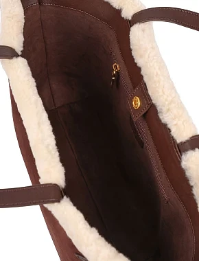 Жіноча сумка шоппер замшева коричнева - фото 6 - Miraton