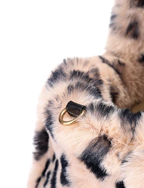 Женская сумка шоппер из меха леопардовая - фото 5 - Miraton