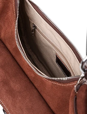 Жіноча сумка через плече MIRATON замшева коричнева - фото 6 - Miraton