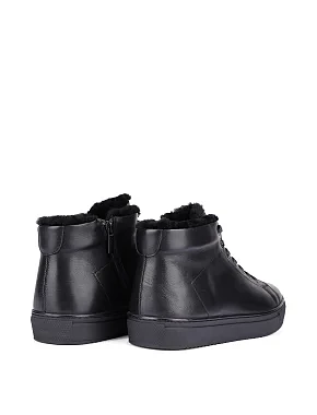 Мужские ботинки кожаные черные - фото 3 - Miraton