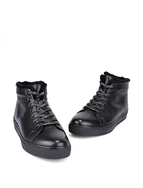 Мужские ботинки кожаные черные - фото 4 - Miraton