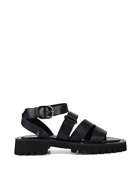 Жіночі сандалі шкіряні чорні - фото  - Miraton