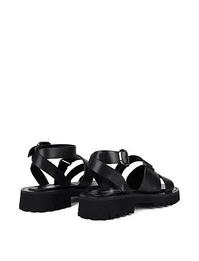 Жіночі сандалі шкіряні чорні - фото 3 - Miraton