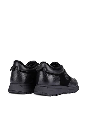 Чоловічі кросівки шкіряні чорні - фото 4 - Miraton