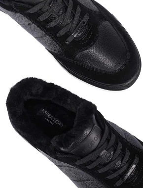 Чоловічі кеди шкіряні чорні - фото 2 - Miraton