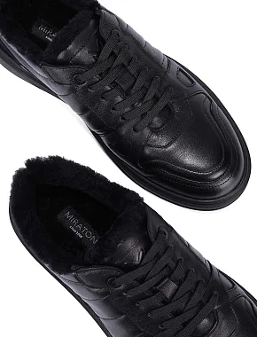 Чоловічі кеди шкіряні чорні - фото 2 - Miraton