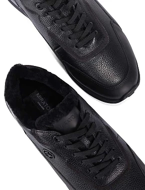 Чоловічі кросівки шкіряні чорні - фото 2 - Miraton