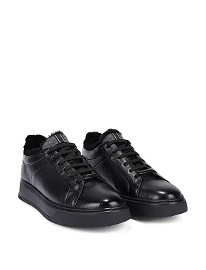 Чоловічі кеди шкіряні чорні - фото 3 - Miraton