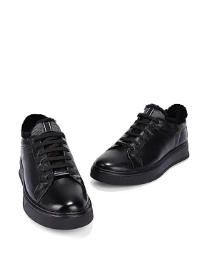 Чоловічі кеди шкіряні чорні - фото 5 - Miraton