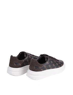 Чоловічі кеди Guess з екошкіри коричневі - фото 3 - Miraton