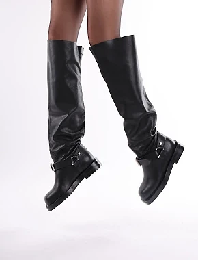 Жіночі ботфорти MIRATON шкіряні чорні - фото 6 - Miraton