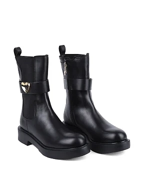 Жіночі черевики Love Moschino шкіряні чорні - фото 3 - Miraton