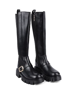 Жіночі чоботи Love Moschino шкіряні чорні - фото 3 - Miraton