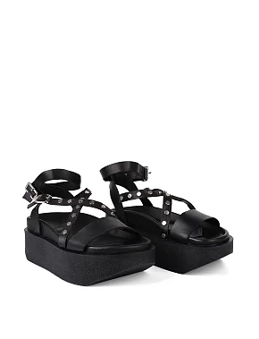 Жіночі сандалі шкіряні чорні - фото 1 - Miraton