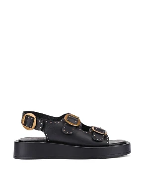 Жіночі сандалі шкіряні чорні - фото  - Miraton