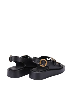 Жіночі сандалі шкіряні чорні - фото 3 - Miraton