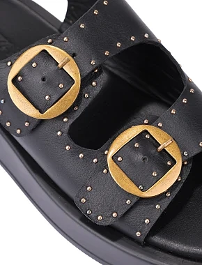 Жіночі сандалі шкіряні чорні - фото 4 - Miraton