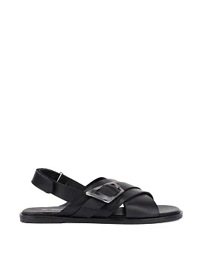 Жіночі сандалі шкіряні чорні - фото  - Miraton