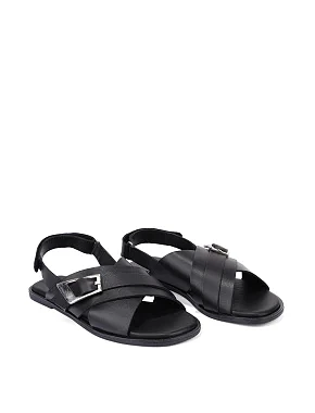 Жіночі сандалі шкіряні чорні - фото 2 - Miraton