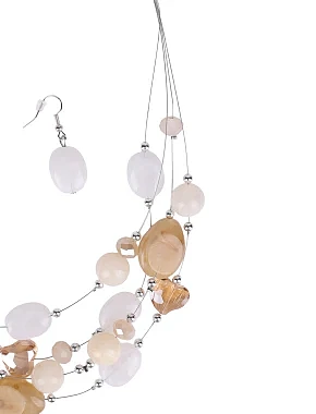 Набор из колье и сережек из разноцветных бусин - фото 2 - Miraton