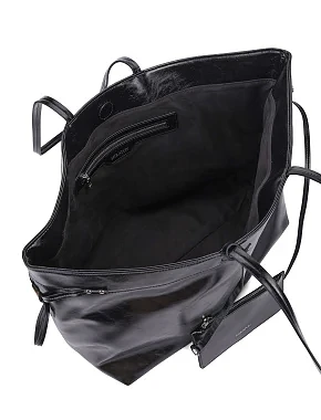 Жіноча сумка шоппер шкіряна чорна - фото 6 - Miraton