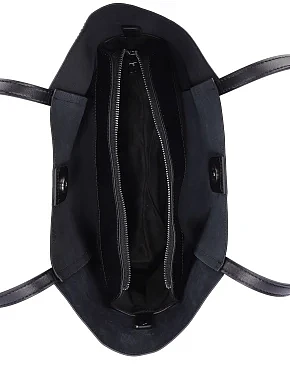 Жіноча сумка шоппер шкіряна чорна - фото 6 - Miraton