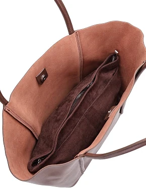 Жіноча сумка шоппер шкіряна коричнева - фото 6 - Miraton