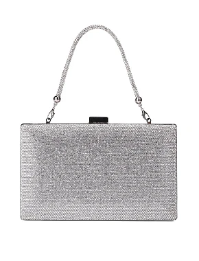 Женская сумка с камнями серебряного цвета - фото 3 - Miraton