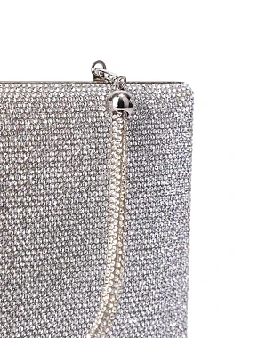 Женская сумка с камнями серебряного цвета - фото 4 - Miraton