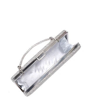 Женская сумка с камнями серебряного цвета - фото 5 - Miraton