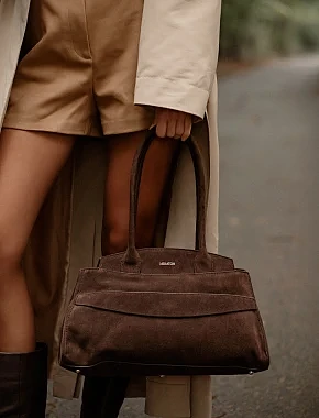 Жіноча сумка замшева коричнева - фото 7 - Miraton