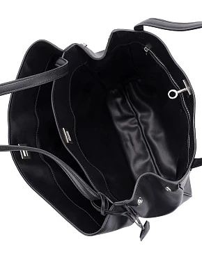 Жіноча сумка шоппер шкіряна чорна - фото 6 - Miraton