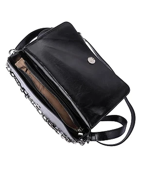 Жіночий через плече шкіряний чорний - фото 5 - Miraton