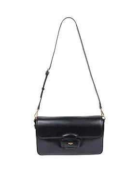 Жіноча сумка через плече шкіряна чорна - фото 7 - Miraton