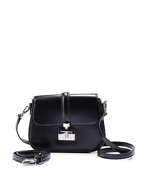 Женская сумка кросс-боди кожаная черная - фото 6 - Miraton