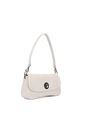 Женская сумка через плечо кожаная молочного цвета - фото 2 - Miraton