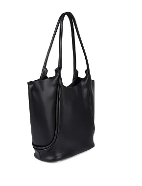 Женская сумка шоппер кожаная черная - фото 2 - Miraton