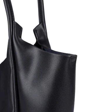 Женская сумка шоппер кожаная черная - фото 4 - Miraton