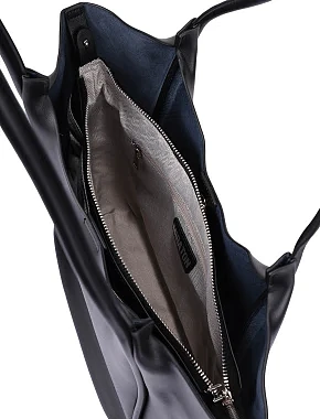 Женская сумка шоппер кожаная черная - фото 5 - Miraton