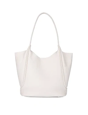 Женская сумка шоппер кожаная белая - фото 1 - Miraton