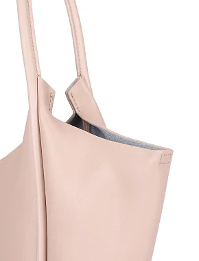 Женская сумка шоппер кожаная бежевая - фото 4 - Miraton