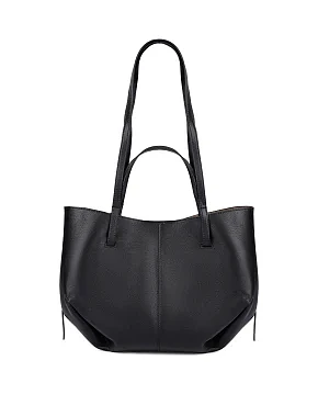 Женская сумка шоппер кожаная черная - фото 3 - Miraton