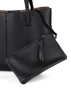 Женская сумка шоппер кожаная черная - фото 4 - Miraton