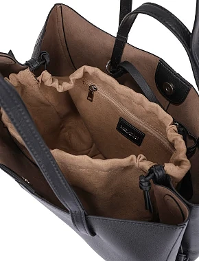 Женская сумка шоппер кожаная черная - фото 5 - Miraton