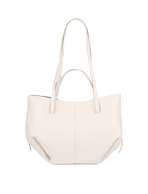 Женская сумка шоппер кожаная молочного цвета - фото 1 - Miraton