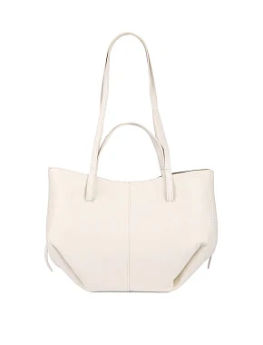 Женская сумка шоппер кожаная молочного цвета - фото 3 - Miraton