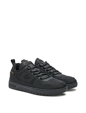 Мужские кеды Lacoste T-Clip Wntr текстильные черные - фото 2 - Miraton